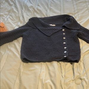 Zara Navy Button-Up Cardigan